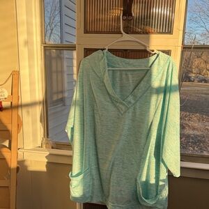 Woman Within Light Blue Tunic Top
